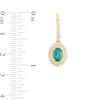 Thumbnail Image 2 of Oval Emerald and 3/8 CT. T.W. Diamond Double Frame Drop Earrings in 14K Gold