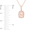 Thumbnail Image 3 of Cushion-Cut Morganite and 1/8 CT. T.W. Diamond Frame Pendant in 14K Rose Gold