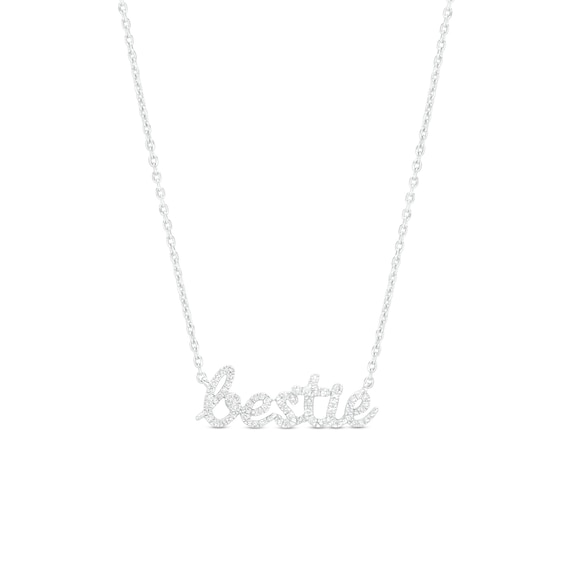 Love Talks 1/6 CT. T.w. Diamond "bestie" Script Pendant in Sterling Silver