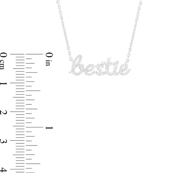 Love Talks 1/6 CT. T.w. Diamond "bestie" Script Pendant in Sterling Silver