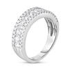 Thumbnail Image 3 of Princess-Cut White Sapphire and 1/3 CT. T.W. Diamond Triple Row Wedding Band in 14K White Gold