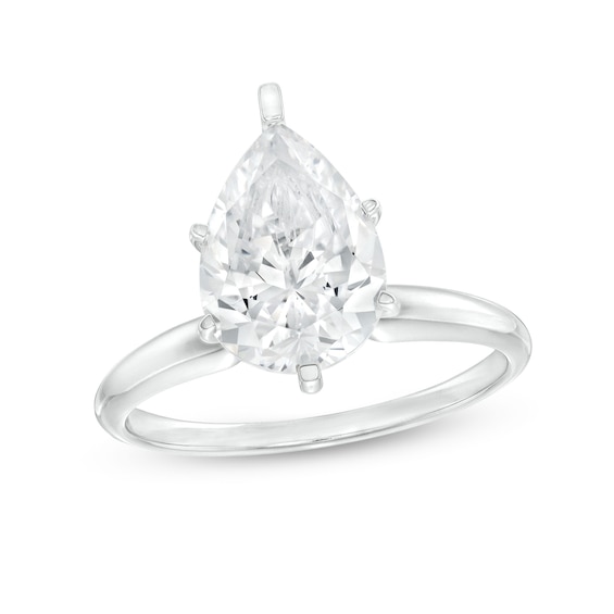 3 CT. Certified Pear-Shaped Lab-Grown Diamond Solitaire Engagement Ring in 14K White Gold (I/Si2)