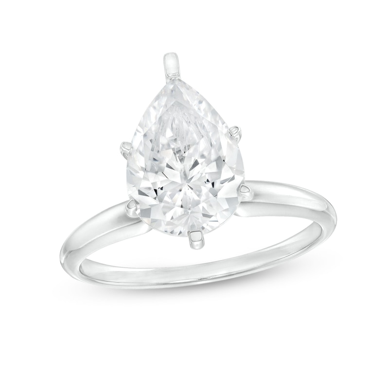 Main Image 1 of 3 CT. Certified Pear-Shaped Lab-Grown Diamond Solitaire Engagement Ring in 14K White Gold (I/SI2)