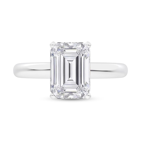 3 CT. Certified Emerald-Cut Lab-Grown Diamond Solitaire Engagement Ring in 14K White Gold (I/Si2)