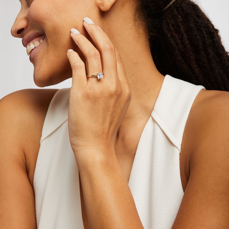Main Image 2 of 2 CT. Certified Princess-Cut Lab-Grown Diamond Solitaire Engagement Ring in 14K Gold (I/SI2)