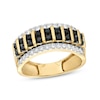 Thumbnail Image 1 of Men's 1 CT. T.W. Black and White Diamond Edge Raised Double Row Ring in 10K Gold