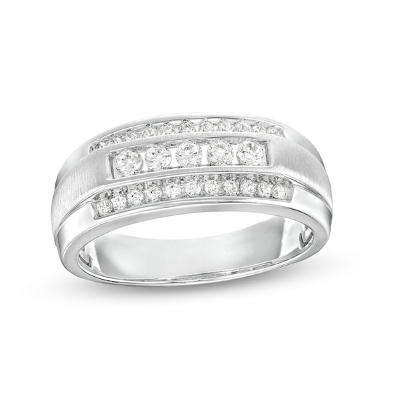 1/2 CT. T.w. Diamond Raised Five Stone Ring in 10K White Gold