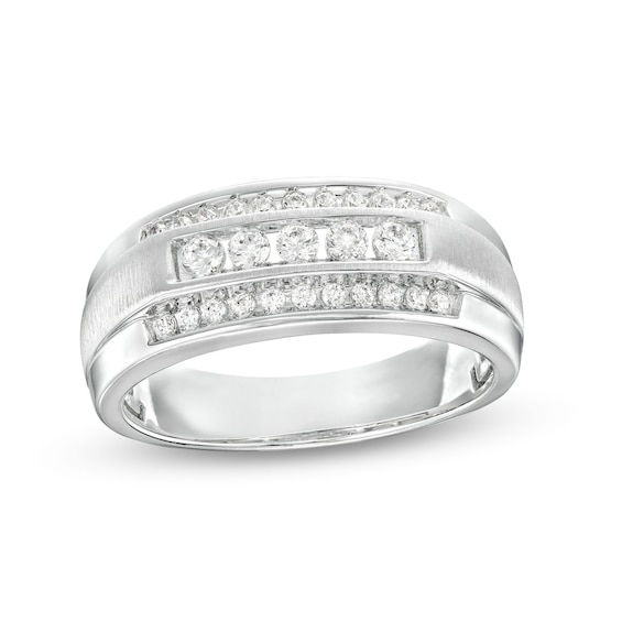 Men's 1/2 CT. T.w. Diamond Raised Five Stone Ring in 10K White Gold