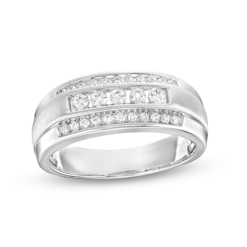 Men's 1/2 CT. T.W. Diamond Raised Five Stone Ring in 10K White Gold