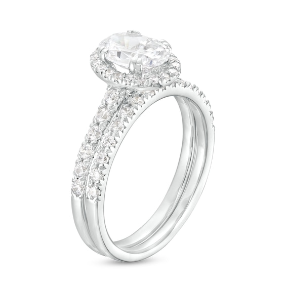 1-3/4 CT. T.w. Certified Oval Lab-Grown Diamond Frame Bridal Set in 14K White Gold (I/Si2)