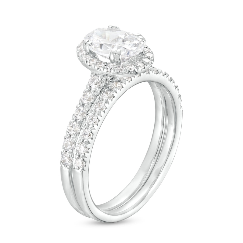 Main Image 3 of 1-3/4 CT. T.W. Certified Oval Lab-Grown Diamond Frame Bridal Set in 14K White Gold (I/SI2)