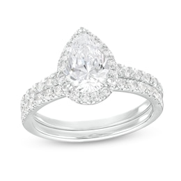 1-3/4 CT. T.W. Certified Pear-Shaped Lab-Grown Diamond Frame Bridal Set in 14K White Gold (I/SI2)
