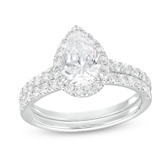 1-3/4 CT. T.w. Certified Pear-Shaped Lab-Created Diamond Frame Bridal Set in 14K Gold (I/Si2