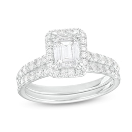 1-3/4 CT. T.W. Certified Emerald-Cut Lab-Created Diamond Frame Bridal Set in 14K White Gold (I/SI2)