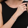 Thumbnail Image 1 of 1/10 CT. T.W. Diamond Five Stone and "X" Station Bolo Bracelet in Sterling Silver - 10.5"
