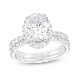2-7/8 CT. T.W. Certified Oval Lab-Grown Diamond Frame Bridal Set in 14K White Gold (I/SI2)