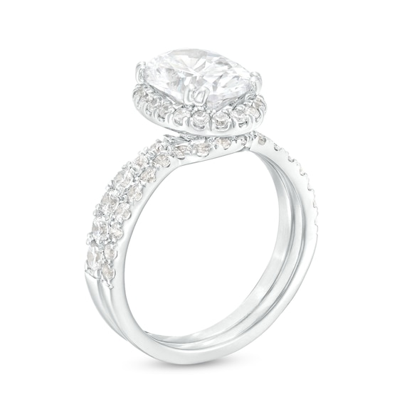 2-7/8 CT. T.w. Certified Oval Lab-Grown Diamond Frame Bridal Set in 14K White Gold (I/Si2)