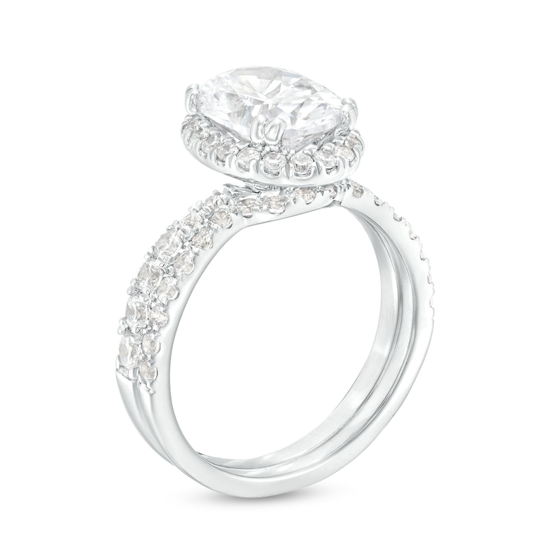 Main Image 3 of 2-7/8 CT. T.W. Certified Oval Lab-Grown Diamond Frame Bridal Set in 14K White Gold (I/SI2)