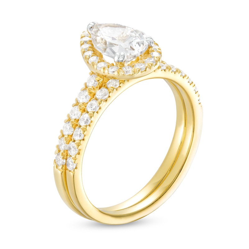 1-3/4 CT. T.W. Certified Pear-Shaped Lab-Created Diamond Frame Bridal Set in 14K Gold (I/SI2)