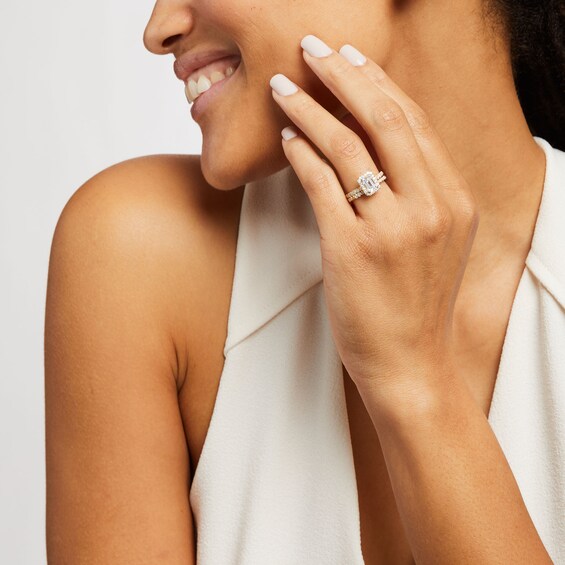 1-3/4 CT. T.w. Certified Emerald-Cut Lab-Grown Diamond Frame Bridal Set in 14K Gold (I/Si2)