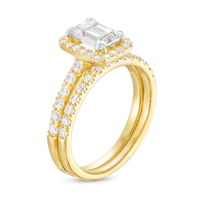 1-3/4 CT. T.W. Certified Emerald-Cut Lab-Created Diamond Frame Bridal Set in 14K Gold (I/SI2)