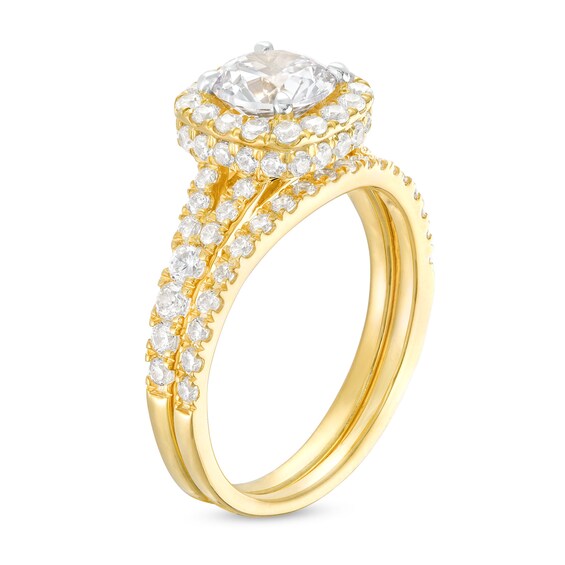 1-7/8 CT. T.w. Certified Lab-Grown Diamond Cushion Frame Split Shank Bridal Set in 14K Gold (I/Si2)