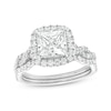 2-5/8 CT. T.W. Certified Princess-Cut Lab-Created Diamond Cushion Frame Twist Bridal Set in 14K White Gold (I/SI2)