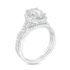 Thumbnail Image 3 of 2-5/8 CT. T.W. Certified Oval Lab-Grown Diamond Frame Twist Shank Bridal Set in 14K White Gold (I/SI2)
