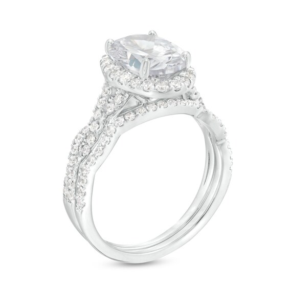 2-5/8 CT. T.w. Certified Oval Lab-Grown Diamond Frame Twist Shank Bridal Set in 14K White Gold (I/Si2)