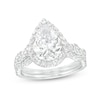 Thumbnail Image 1 of 2-5/8 CT. T.W. Certified Pear-Shaped Lab-Grown Diamond Frame Twist Shank Bridal Set in 14K White Gold (I/SI2)