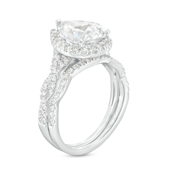 2-5/8 CT. T.w. Certified Pear-Shaped Lab-Grown Diamond Frame Twist Shank Bridal Set in 14K White Gold (I/Si2)