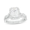 Thumbnail Image 1 of 2-5/8 CT. T.W. Certified Emerald-Cut Lab-Grown Diamond Frame Twist Shank Bridal Set in 14K White Gold (I/SI2)
