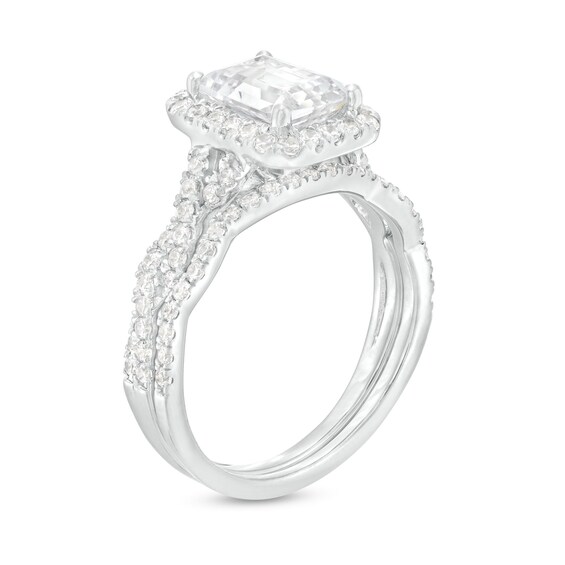 2-5/8 CT. T.w. Certified Emerald-Cut Lab-Grown Diamond Frame Twist Shank Bridal Set in 14K White Gold (I/Si2)
