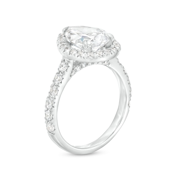 4 CT. T.w. Certified Pear-Shaped Lab-Grown Diamond Frame Engagement Ring in 14K Gold (I/Si2