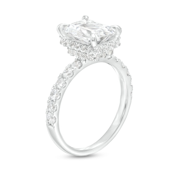 3-7/8 CT. T.w. Certified Emerald-Cut Lab-Grown Diamond Hidden Frame Engagement Ring in 14K White Gold (I/Si2)