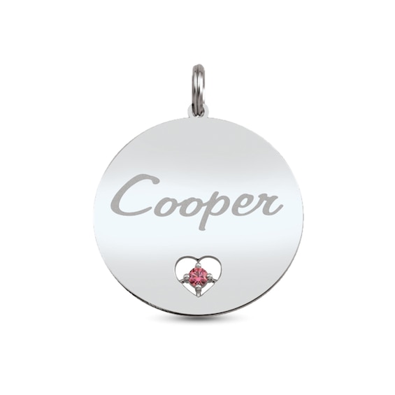 3.0mm Gemstone Engravable Script Disc Pet Tag (1 Stone and 1-5 Lines)