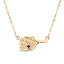 Gemstone Engravable Script Tilted Pickleball Necklace (1 Stone and Line)