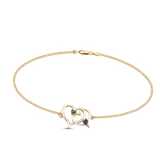 Couple's 3.0mm Gemstone Interlocking Hearts Bracelet (2 Stones)