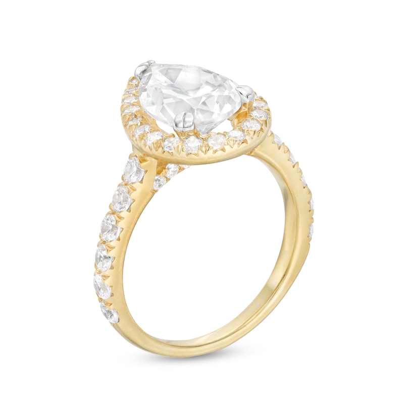 Main Image 3 of 4 CT. T.W. Certified Pear-Shaped Lab-Grown Diamond Frame Engagement Ring in 14K Gold (I/SI2)
