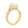 Thumbnail Image 3 of 2-5/8 CT. T.W. Certified Pear-Shaped Lab-Created Diamond Frame Twist Shank Bridal Set in 14K Gold (I/SI2)