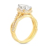 Thumbnail Image 3 of 2-1/2 CT. T.W. Certified Pear-Shaped Lab-Created Diamond Frame Crossover Split Shank Bridal Set in 14K Gold (I/SI2)