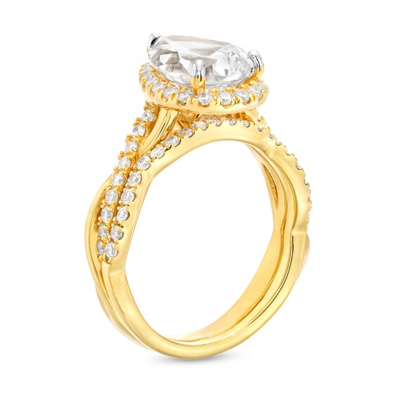 2-1/2 CT. T.w. Certified Pear-Shaped Lab-Grown Diamond Frame Crossover Split Shank Bridal Set in 14K Gold (I/Si2)