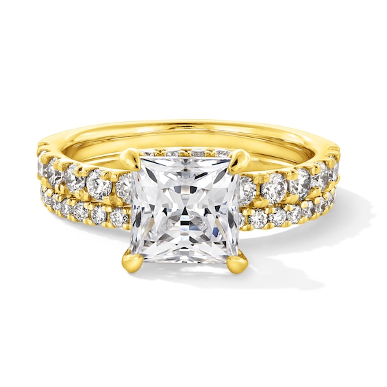 3 CT. T.w. Certified Princess-Cut Lab-Grown Diamond Bridal Set in 14K Gold (I/Si2)