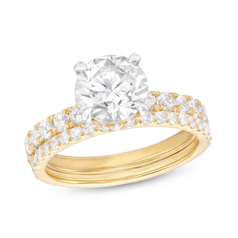 Main Image 1 of 3 CT. T.W. Certified Lab-Grown Diamond Bridal Set in 14K Gold (I/SI2)