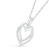 Thumbnail Image 2 of Diamond Accent Beaded Layered Interlocking Hearts Drop Pendant in Sterling Silver