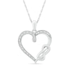 Thumbnail Image 1 of Diamond Accent Beaded Woven Infinity Loop Heart Drop Pendant in Sterling Silver