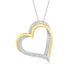 Thumbnail Image 1 of Diamond Accent Beaded Layered Double Tilted Heart Pendant in Sterling Silver and 14K Gold Plate