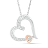 Thumbnail Image 1 of Diamond Accent Beaded Offset Double Tilted Loop Heart Pendant in Sterling Silver and 14K Rose Gold Plate