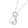Thumbnail Image 2 of Diamond Accent Beaded Double Interlocking Tilted Heart Outline Pendant in Sterling Silver