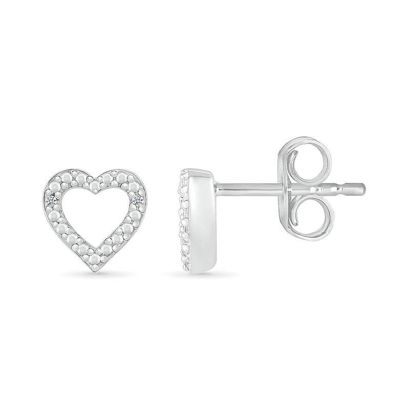 Main Image 2 of Diamond Accent Heart Outline Stud Earrings in Sterling Silver